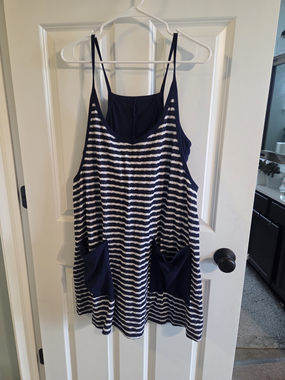 Navy & White Striped Tank Dress with Pockets And Romper Underneath